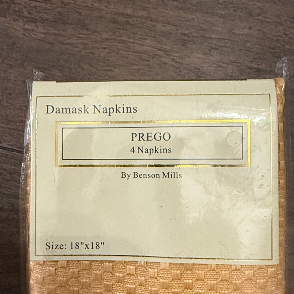 Damask Napkins~Prego 18x18 Yellow Gold~Set of 4 - Picture 5 of 6